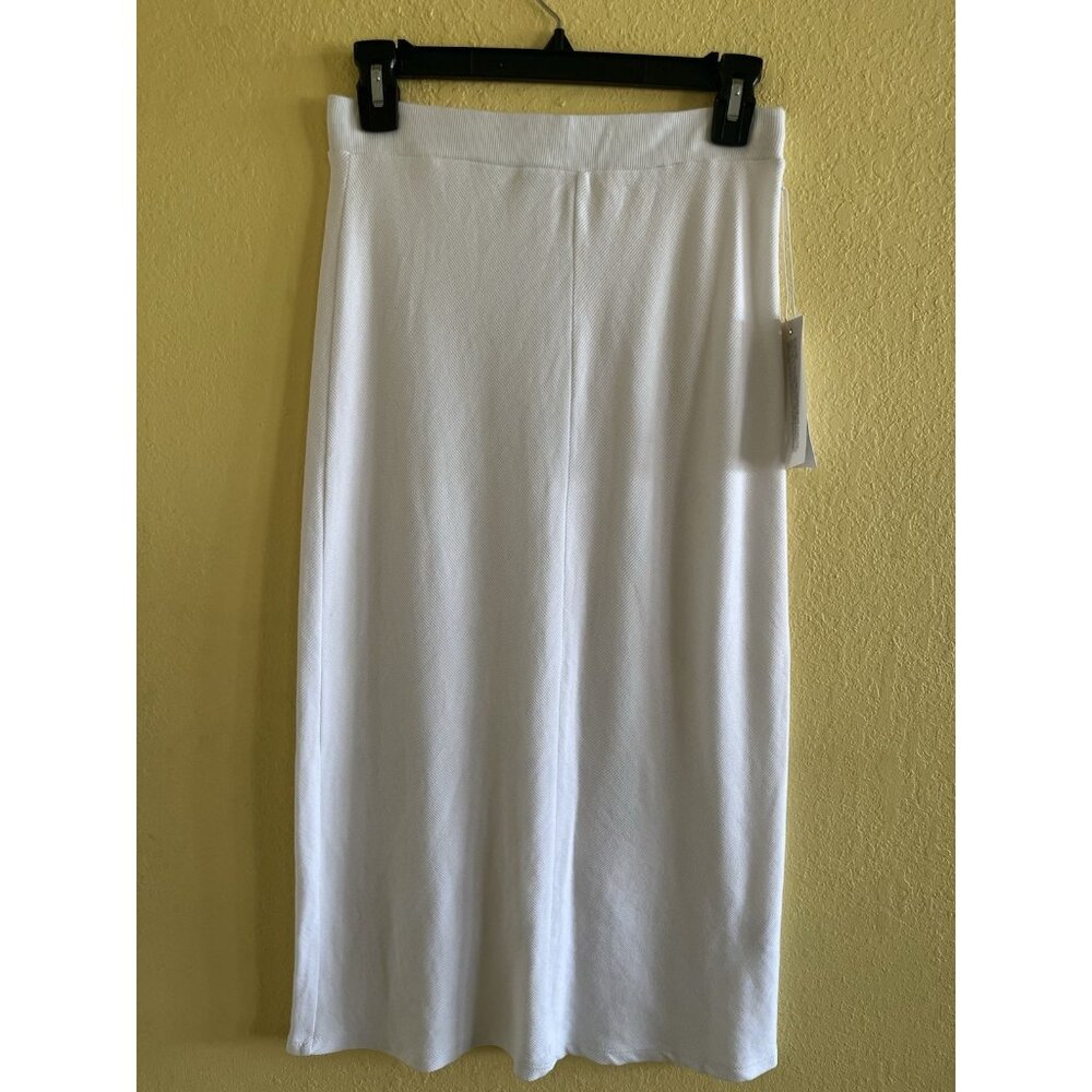 Stateside Baby Ribbed Knit Pencil Skirt Size Medium White Midi New Casual